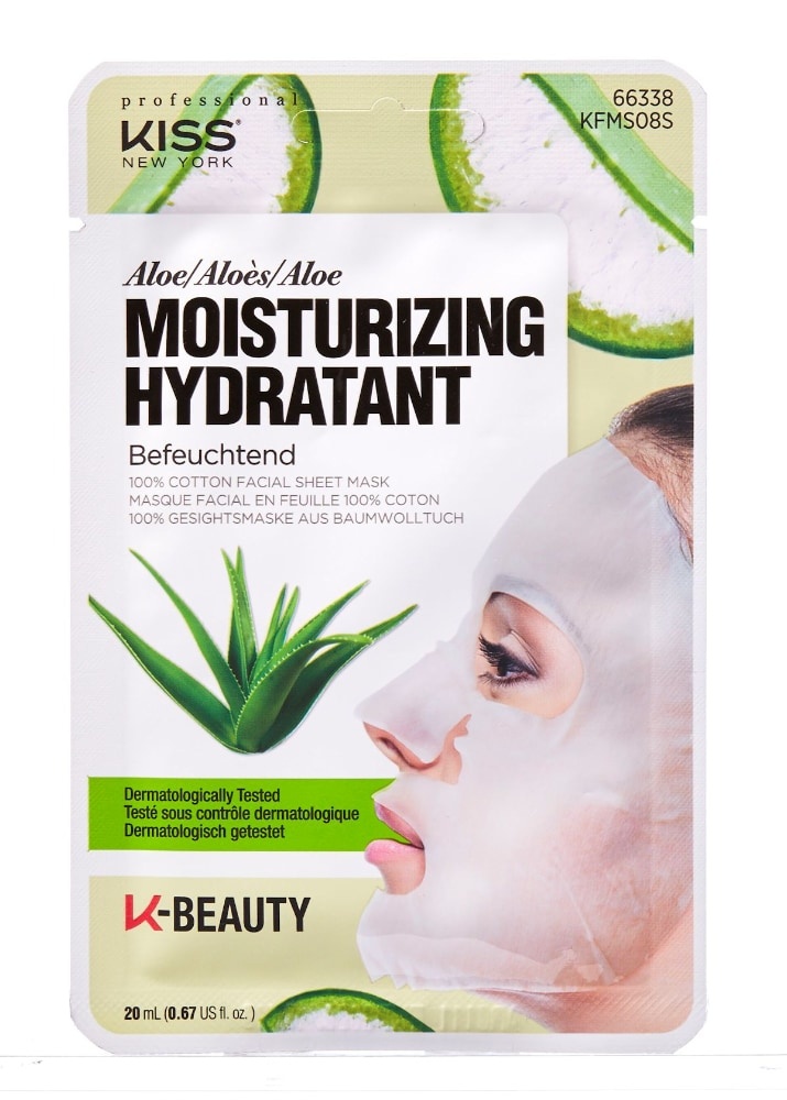 slide 1 of 1, Kiss Aloe Moisturizing 100% Cotton Facial Sheet Mask, 1 ct