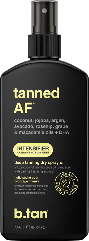 slide 5 of 5, b.tan Tanned AF Deep Tanning Dry Spray Oil, 8 fl oz