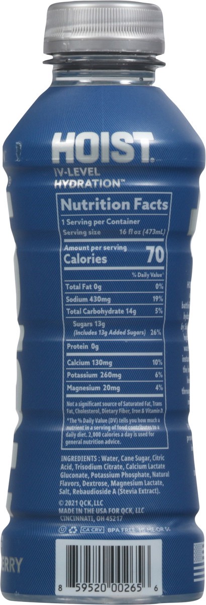 slide 2 of 9, Hoist Blue Raspberry Hydration Drink 16 fl oz, 16 fl oz