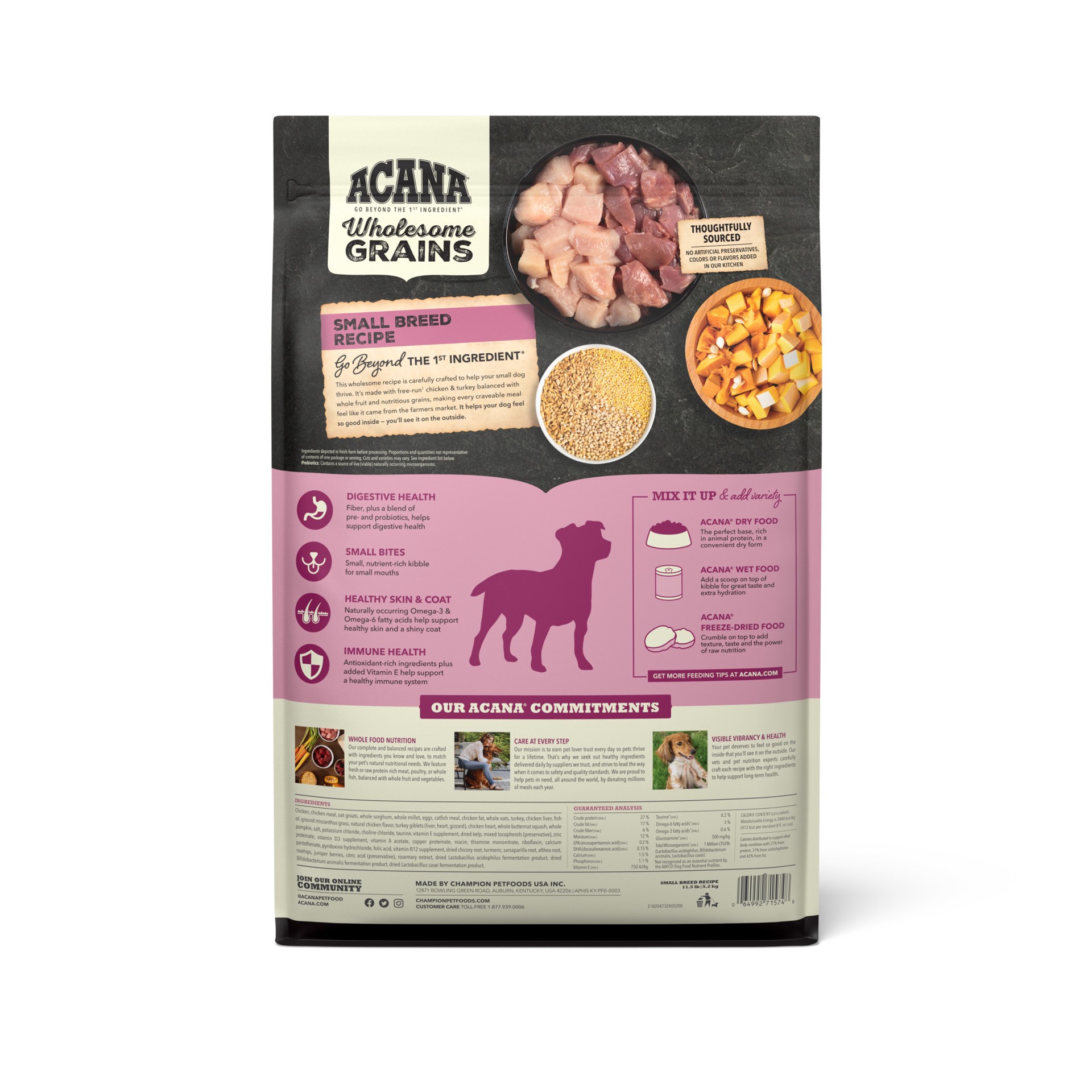slide 3 of 5, ACANA Wholesome Grains Small Breed, 11.5lb, 11.5 lb