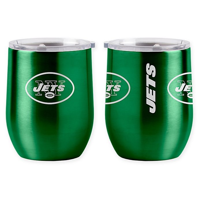 slide 1 of 1, NFL New York Jets Stainless Steel Curved Ultra Tumbler Wine Glass, 16 oz