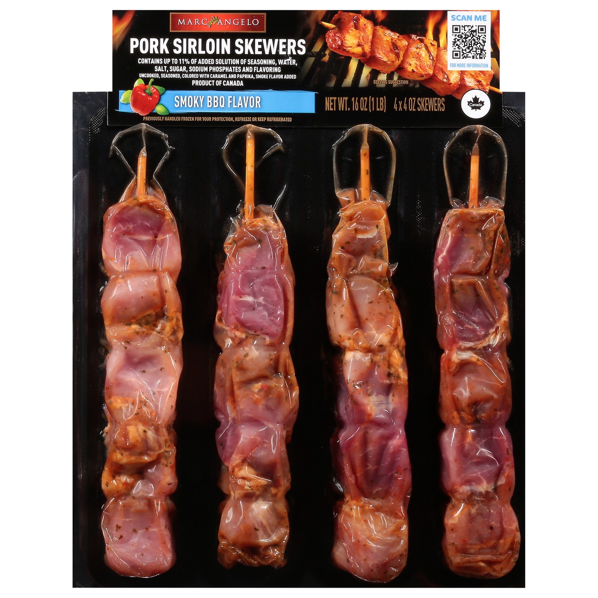 slide 1 of 7, Marcangelo Smoky Bbq Flavor Pork Sirloin Skewers 4 - 4 oz Skewers, 16 oz