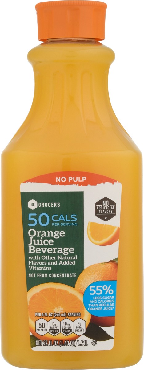 slide 10 of 13, SE Grocers Oj 50% Less Sugar, 52 oz