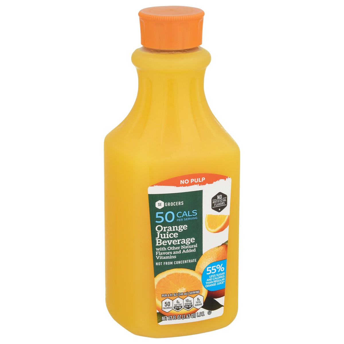 slide 11 of 13, SE Grocers Oj 50% Less Sugar, 52 oz