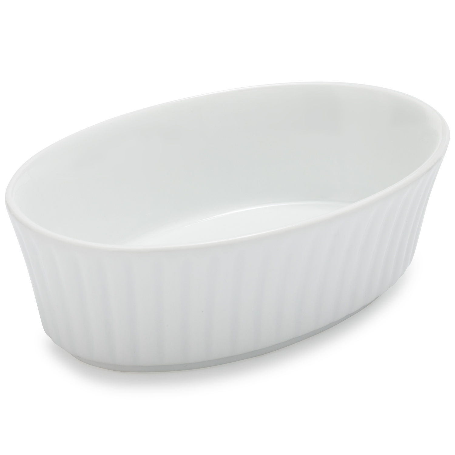 slide 1 of 1, Sur La Table Porcelain Oval Ramekin with Ribbed Sides, 6 oz