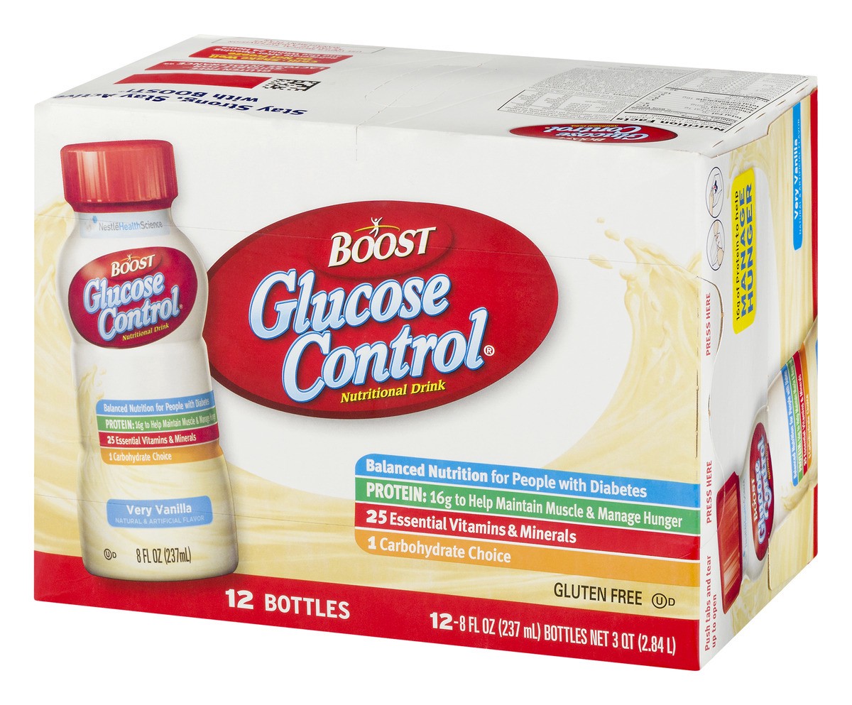 slide 3 of 9, Boost Glucose Control Ready to Drink Nutritional Drink, Very Vanilla, 12 - 8 FL OZ Cartons, 12 ct