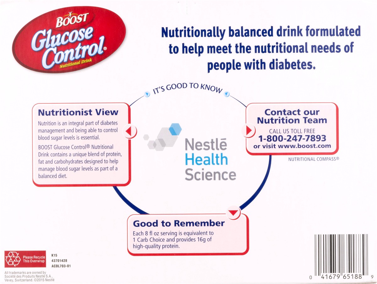 slide 8 of 9, Boost Glucose Control Ready to Drink Nutritional Drink, Very Vanilla, 12 - 8 FL OZ Cartons, 12 ct