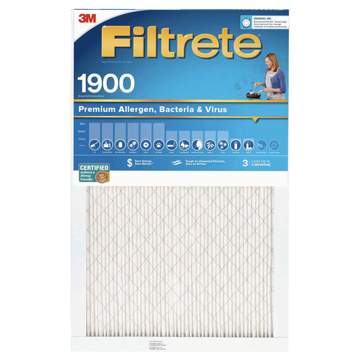 slide 1 of 1, 3M Filtrete Healthy Living 1900 Ultimate Allergen Filter, 16 in x 25 in
