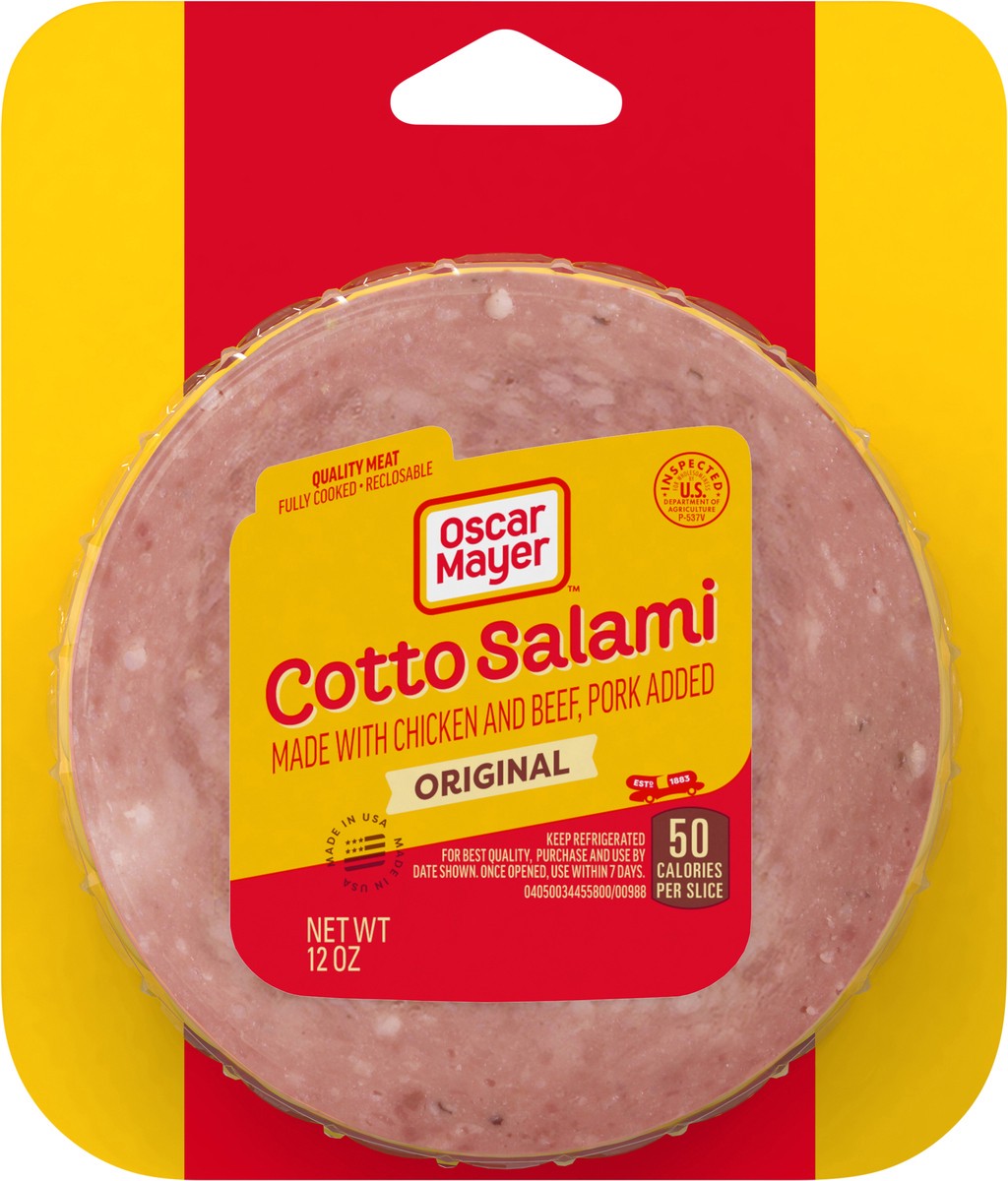 slide 6 of 9, Oscar Mayer Cotto Salami Made with Chicken And Beef, Pork Added Sliced Lunch Meat, 12 oz. Pack, 12 oz