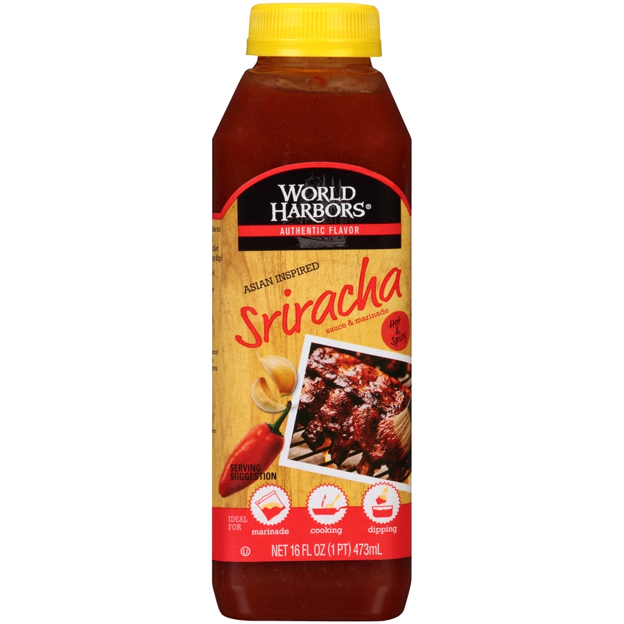 slide 1 of 8, World Harbors Sriracha Marinade, 16 oz