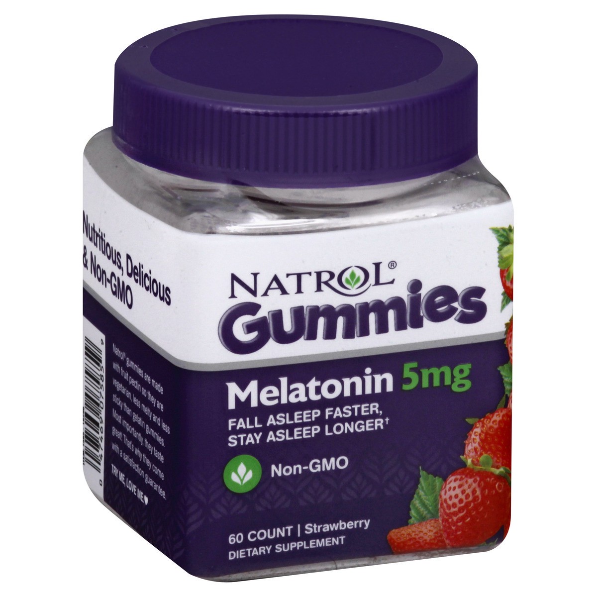 slide 8 of 9, Natrol 5mg Melatonin Gummies, Sleep Support for Adults, Melatonin Supplements for Sleeping, 60 Strawberry-Flavored Gummies, 30 Day Supply, 60 ct