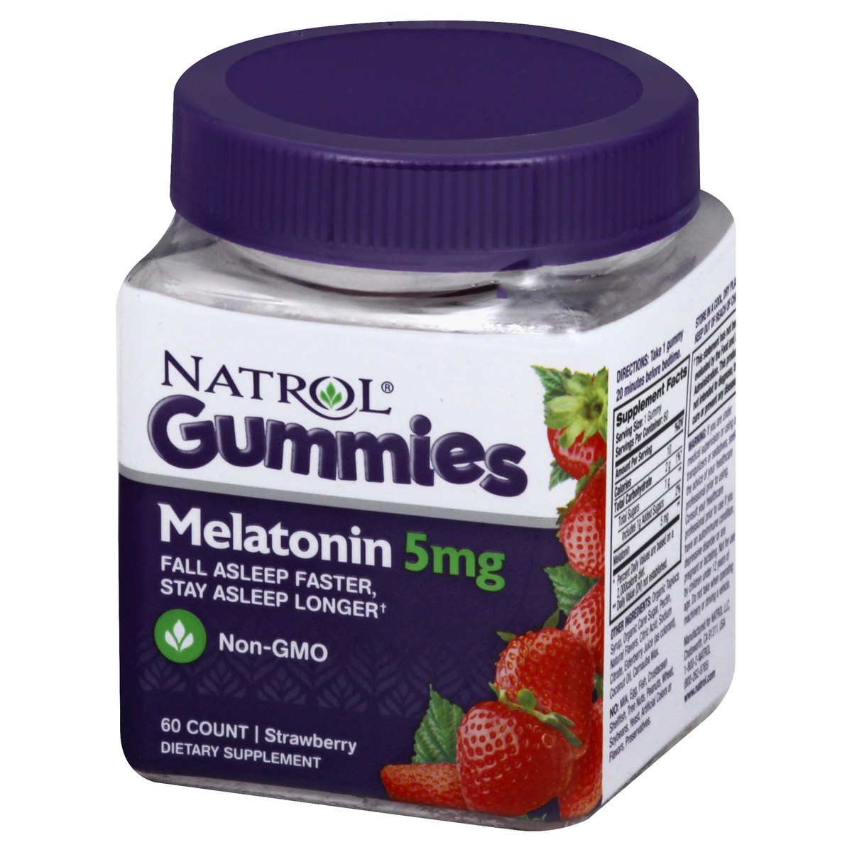 slide 7 of 9, Natrol 5mg Melatonin Gummies, Sleep Support for Adults, Melatonin Supplements for Sleeping, 60 Strawberry-Flavored Gummies, 30 Day Supply, 60 ct