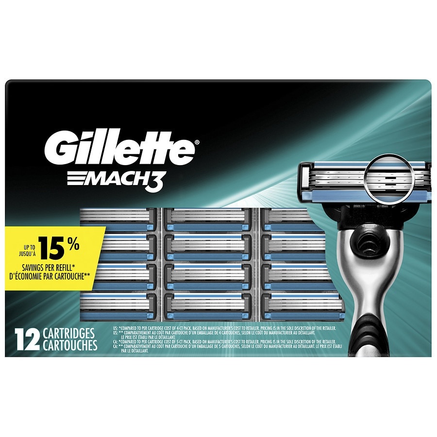 slide 1 of 1, Gillette Mach3 Men's Razor Blade Cartridges, 12 ct