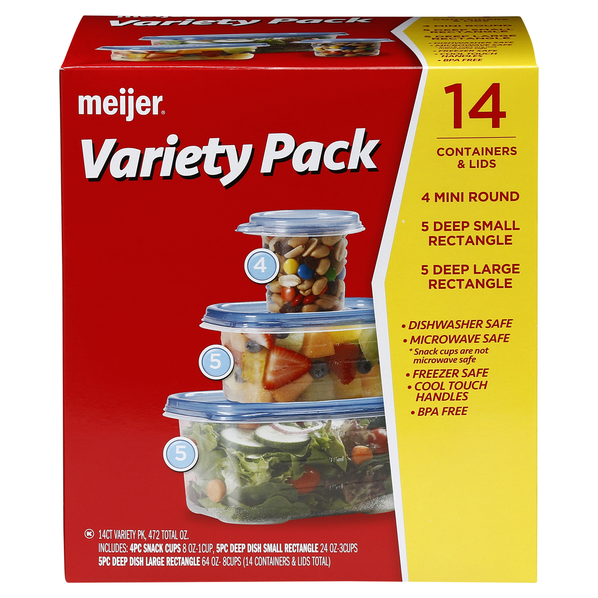 slide 1 of 1, Meijer Storage Containers, Variety Pack, 14 ct