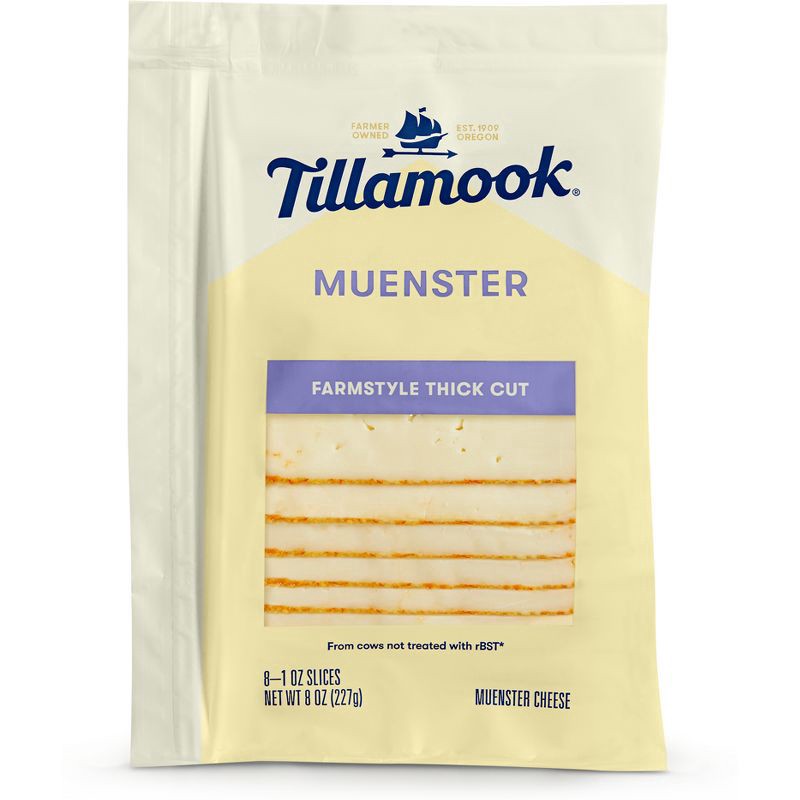 slide 1 of 1, Tillamook Muenster Farmstyle Thick Cut Cheese Slices - 8oz/8ct, 8 ct; 8 oz