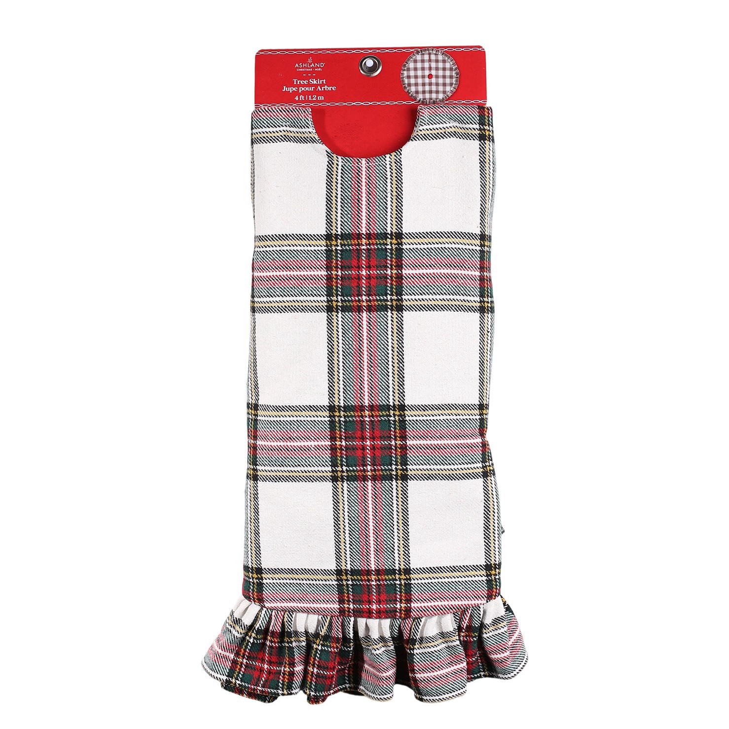 slide 2 of 2, 4ft. White Tartan Plaid Tree Skirt By Ashland, 4 ft