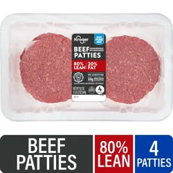 Kroger® 80/20 Ground Beef Patties, 4 ct / 1.2 lb