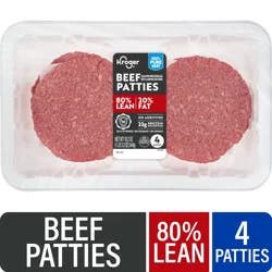 Kroger® 80/20 Ground Beef Patties, 4 ct / 1.2 lb