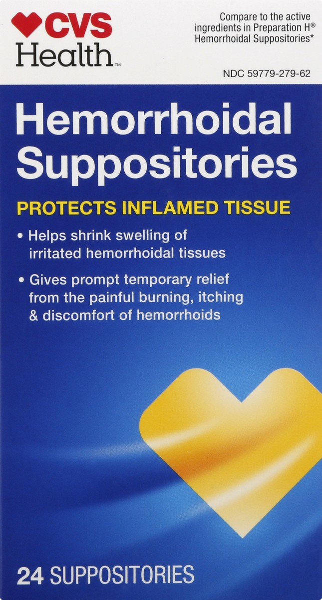 slide 8 of 9, CVS Health Hemorrhoidal Suppositories, Relief From Burning, Itching And Discomfort Of Hemorrhoids, 24 Ct, 24 ct