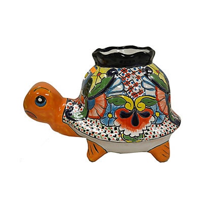 slide 1 of 1, Blue Orange Pottery Talavera Crown Turtle Dcor, 1 ct