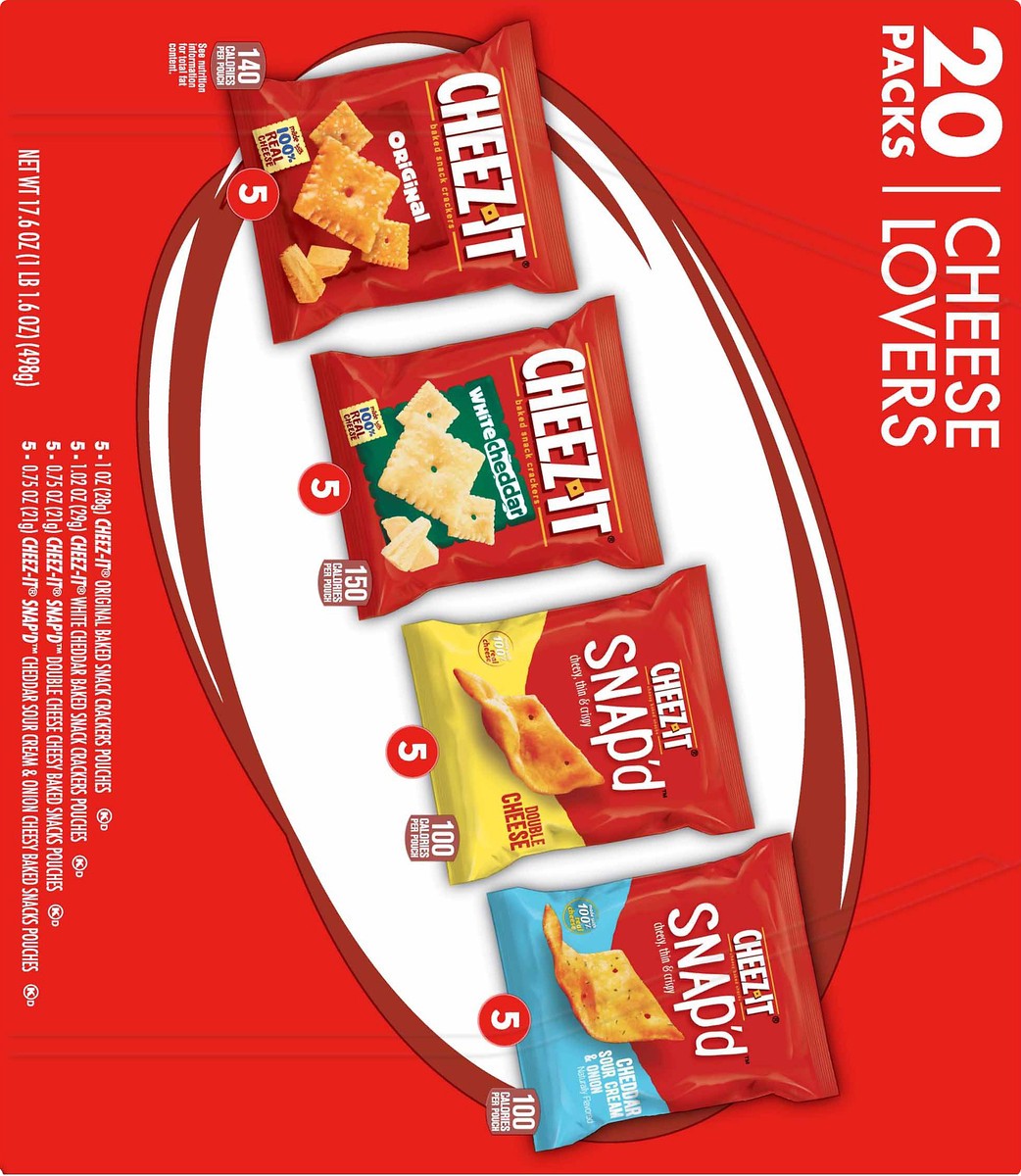 slide 5 of 10, Cheez-It Cheese Lovers, Variety Pack, 17.6 oz, 20 Count, 17.6 oz