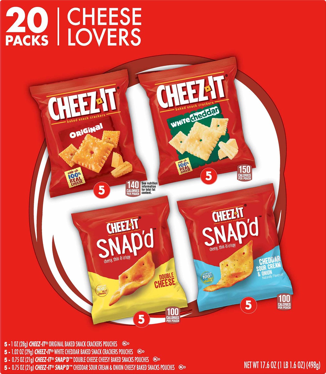slide 1 of 10, Cheez-It 20 Packs Cheese Lovers Snack Crackers 20 ea, 17.6 oz