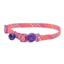 Safe Cat Fashion Adjustable Breakaway Collar, Multi-Colored Hearts, 3/8" x 8"-12"