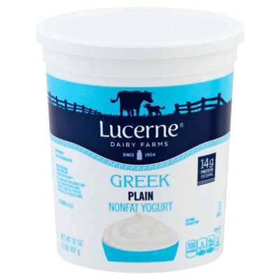 slide 1 of 1, Lucerne Dairy Farms Lucerne Greek Yogurt Nonfat Plain - 32 Oz, 32 oz