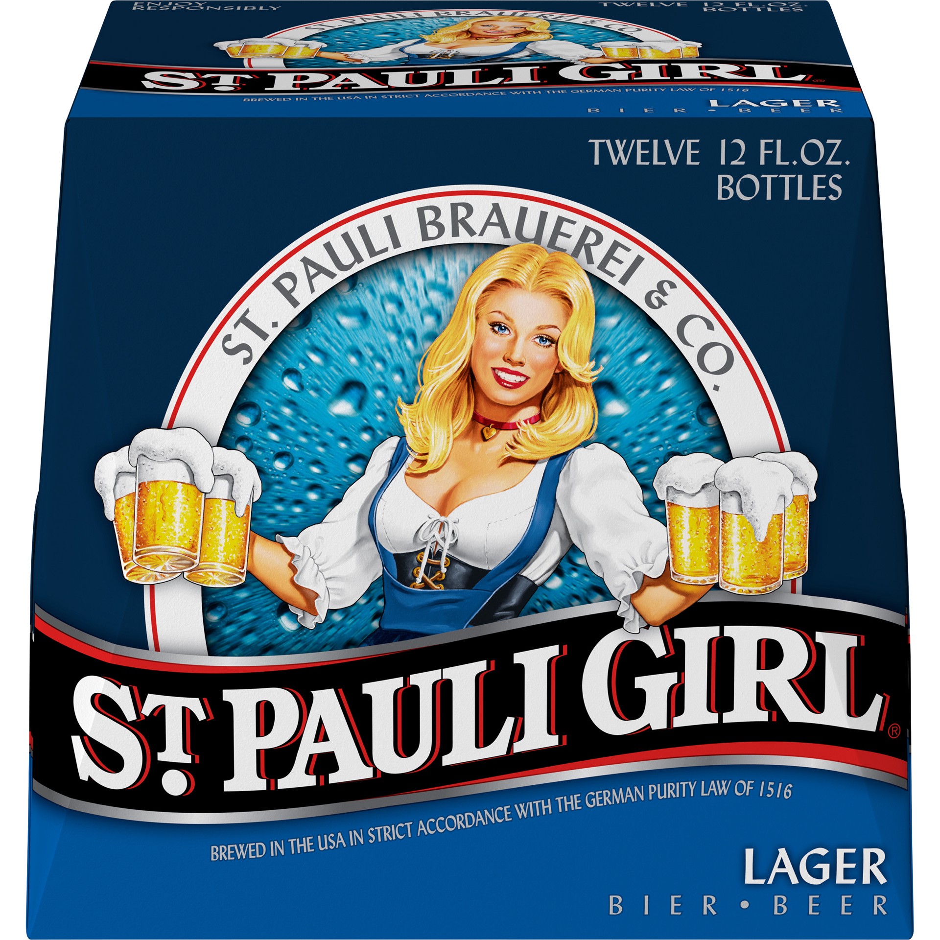 slide 4 of 4, Saint Pauli Girl Lager - Import St. Pauli Girl Lager Beer, 12 Pack 12 fl. oz. Bottles, 4.9% ABV, 144 fl oz