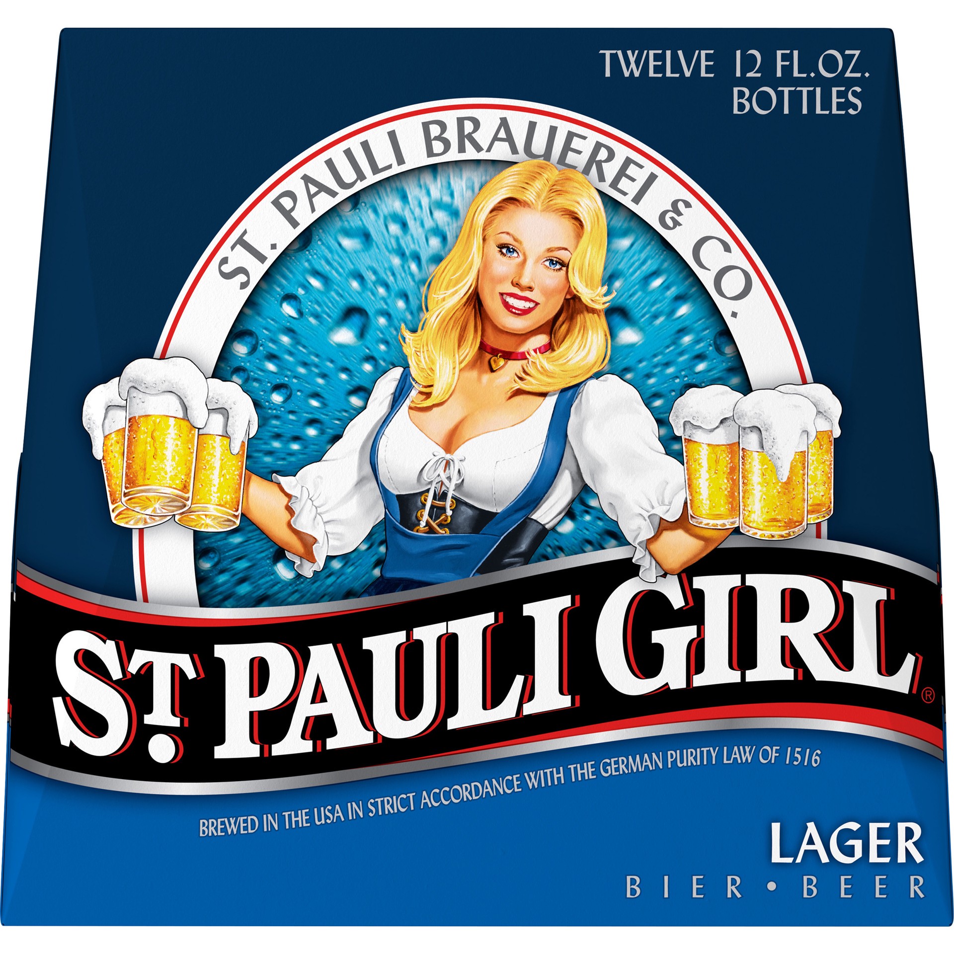 slide 3 of 4, Saint Pauli Girl Lager - Import St. Pauli Girl Lager Beer, 12 Pack 12 fl. oz. Bottles, 4.9% ABV, 144 fl oz