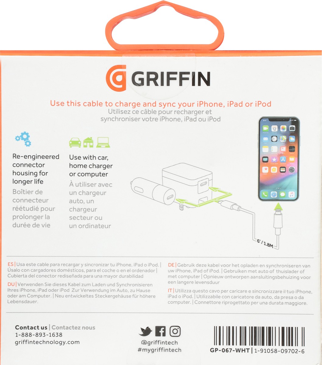 slide 9 of 9, Griffin Bros. 6 Inches Charger/SYNC Cable 1 ea, 1 ct