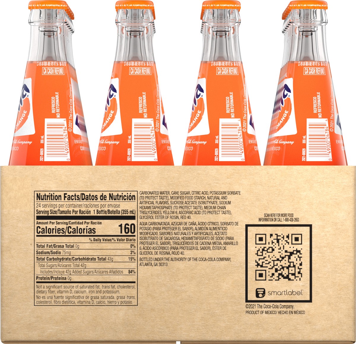 slide 3 of 9, Fanta Orange Mexico Soda Fruit Flavored Soft Drink, 355 mL, 24 Pack, 24 ct