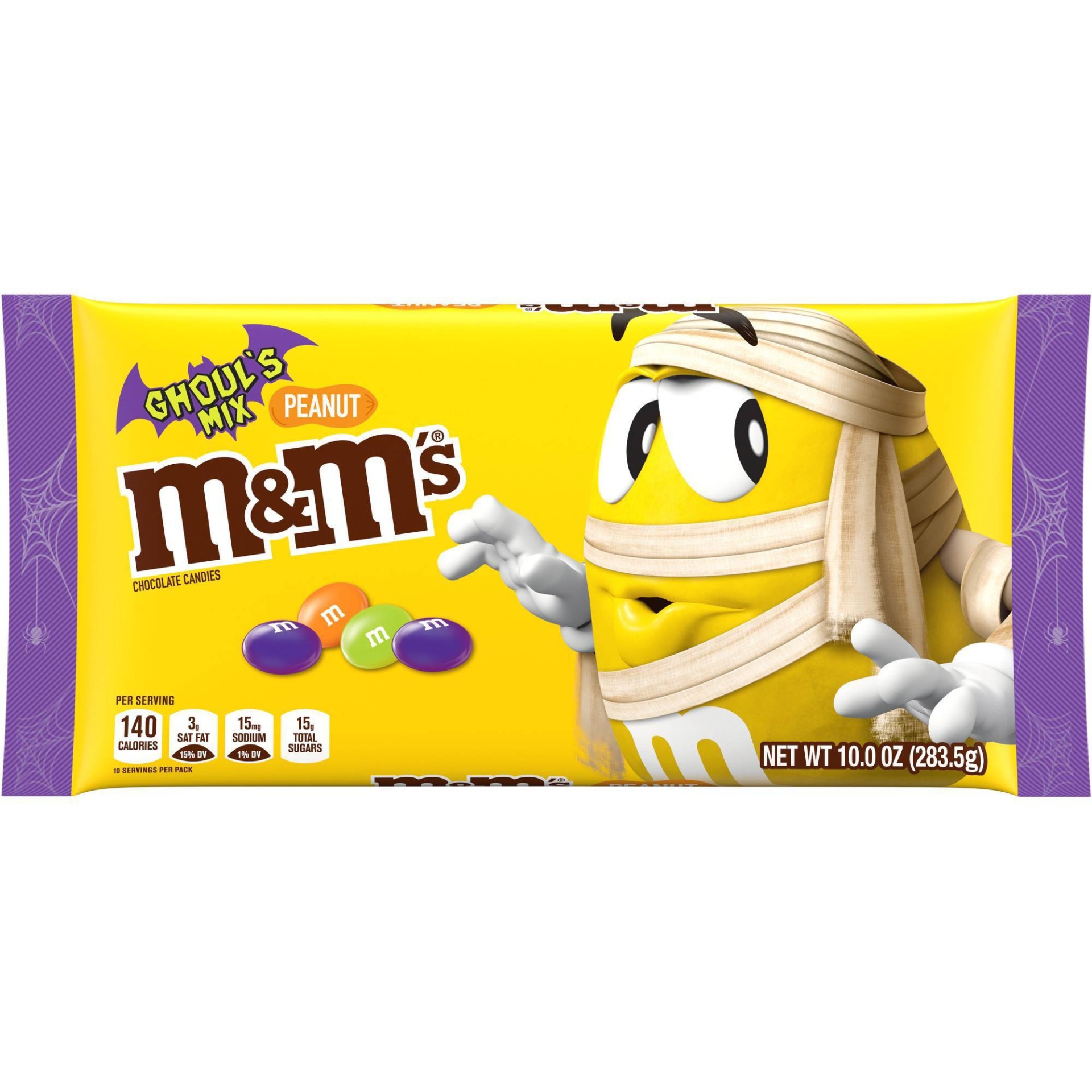 slide 1 of 1, M&M's Peanut Milk Chocolate Ghoul's Mix Chocolate Halloween Candy, 10oz, 10 oz