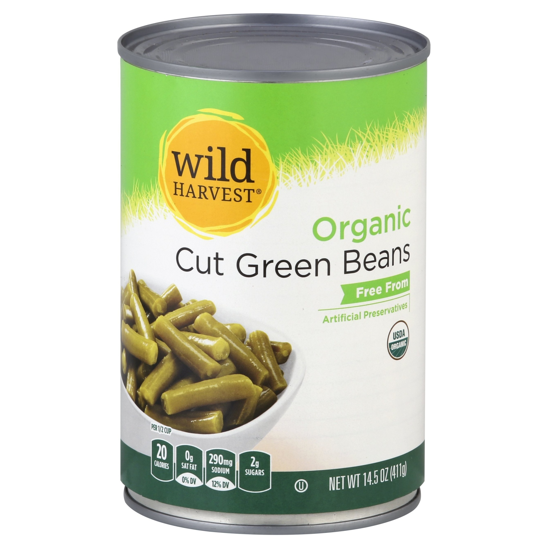 slide 1 of 1, Wild Harvest Wild Harv Orgnc Green Bean, 14.5 oz