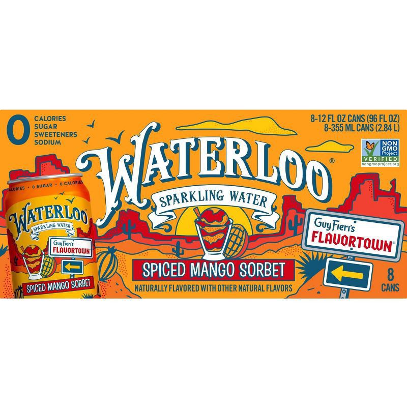 slide 4 of 4, Waterloo Sparkling Water Waterloo Spiced Mango Sorbet Sparkling Water 8Pk, 96 oz