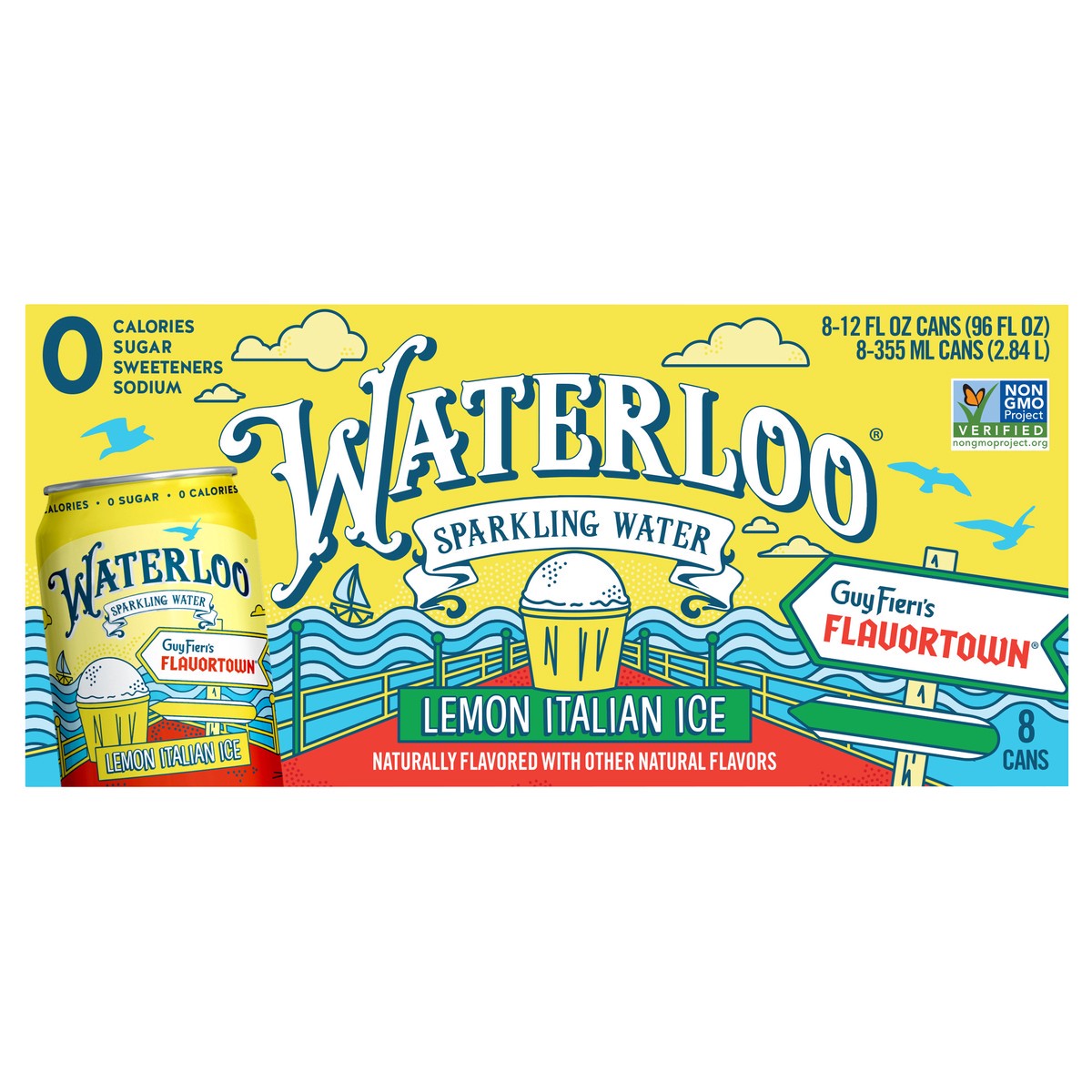 slide 2 of 8, Waterloo Lemon Italian Ice Sparkling Water - 8pk / 12 fl oz Cans, 8 ct