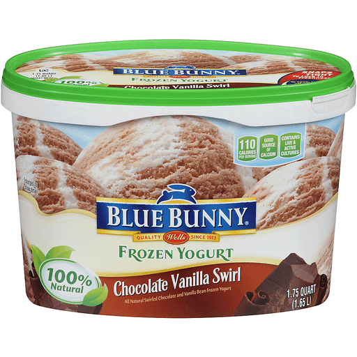 slide 1 of 1, Blue Bunny Frozen Yogurt, Chocolate Vanilla Swirl, 56 oz