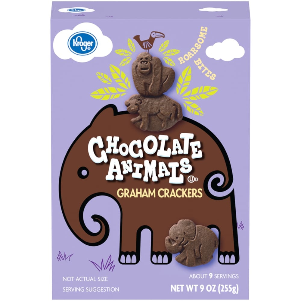 slide 1 of 1, Kroger Chocolate Animals Graham Crackers, 9 oz