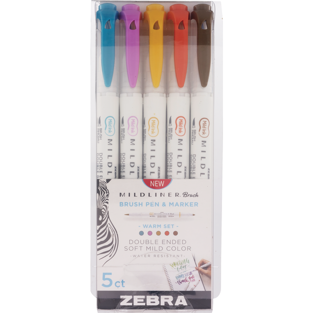 slide 1 of 1, ZEBRA Mildliner Brush Warm 5Pk, 1 ct