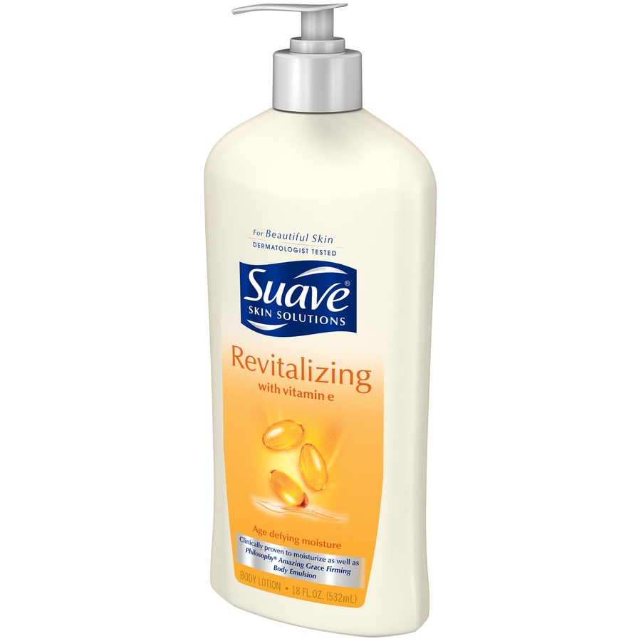 slide 3 of 4, Suave Revitalizing with Vitamin E Hand and Body Lotion, 18 oz