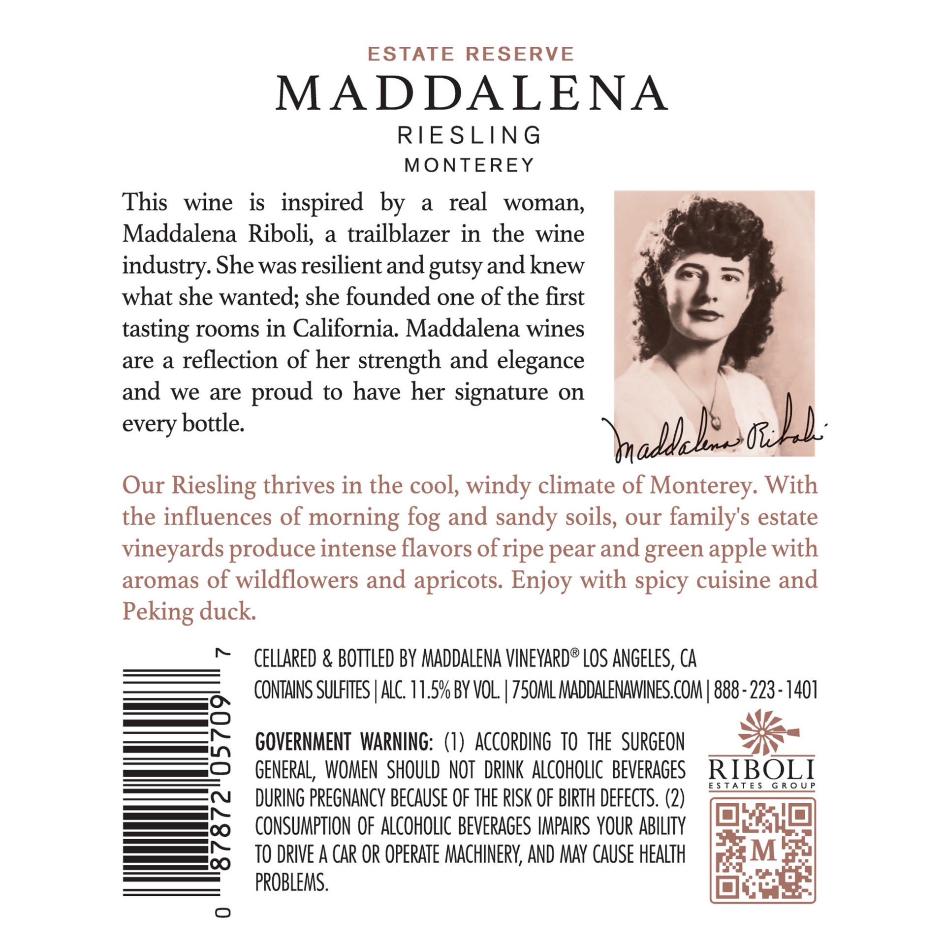 slide 6 of 8, Maddalena Riesling Monterey White Wine 750mL, 750 ml