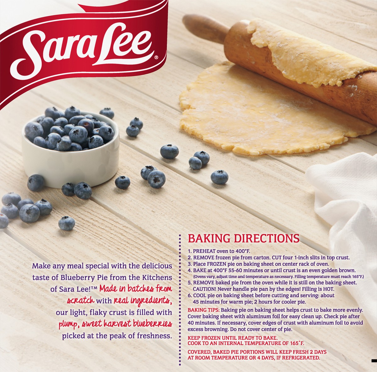 slide 10 of 12, Sara Lee Traditional Fruit Pie 8" Unbaked Blueberry 27oz, 27 oz