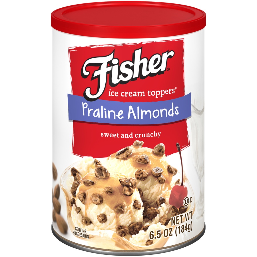 slide 1 of 6, Fisher Praline Almonds Ice Cream Toppers, 6.5 oz