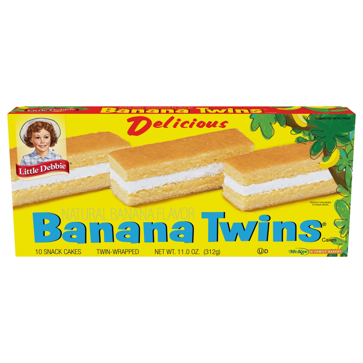 slide 1 of 6, Little Debbie Delicious Natural Flavor Banana Twins 11oz, 11 oz