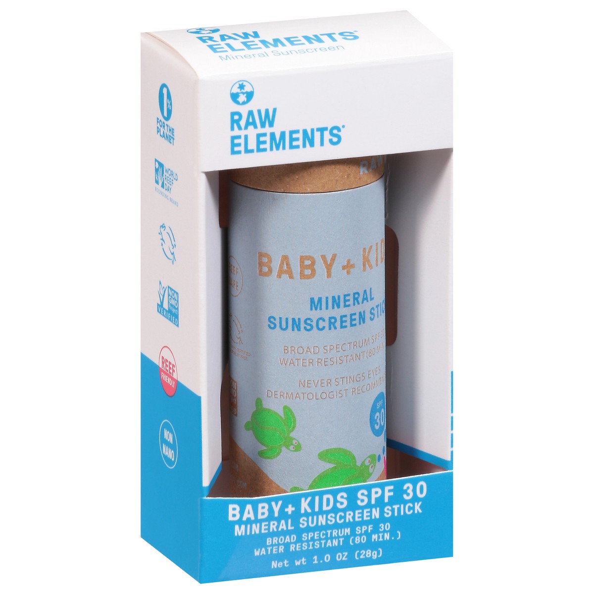 slide 5 of 14, Raw Elements Broad Spectrum SPF 30 Baby + Kids Mineral Sunscreen Stick 1.0 oz, 1 oz