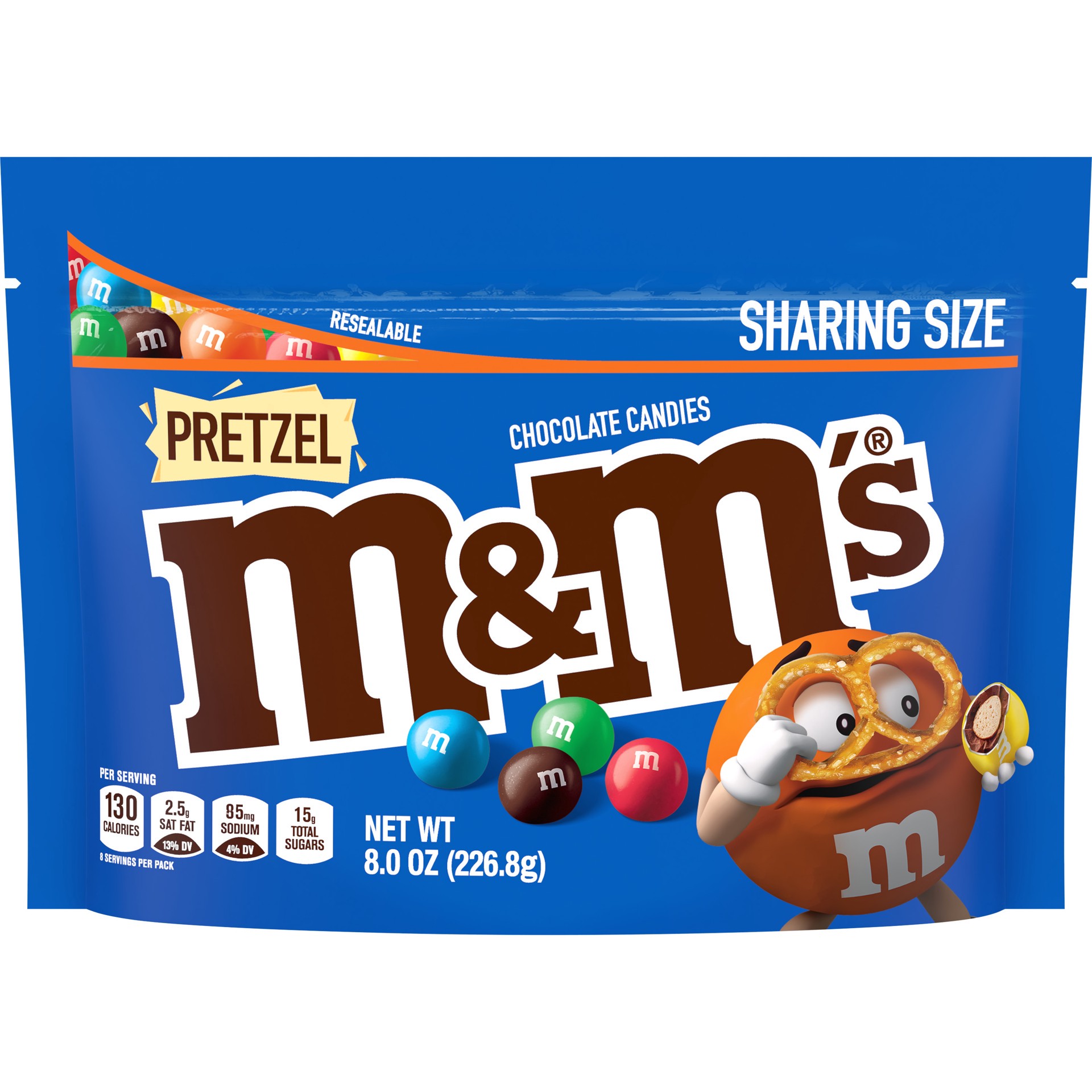 slide 1 of 7, M&M's Pretzel Milk Chocolate Candy, Sharing Size, 8 oz Bag, 8 oz
