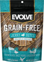 Evolve Grain-Free Deboned Duck, Sweet Potato, & Blueberry Recipe Jerky Bites 12 oz
