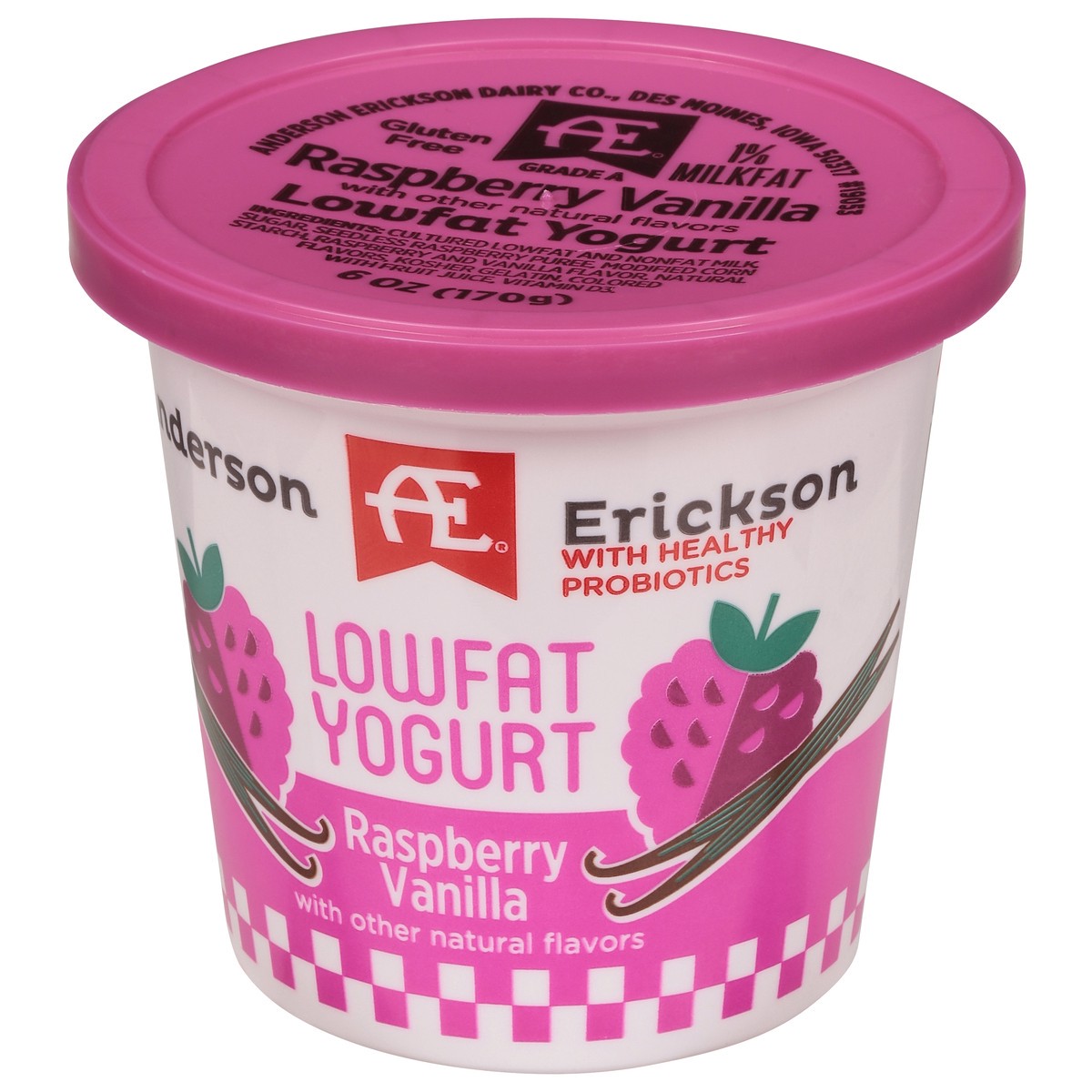 slide 7 of 9, Anderson Erickson Dairy Lowfat Raspberry Vanilla Yogurt 6 oz, 6 oz