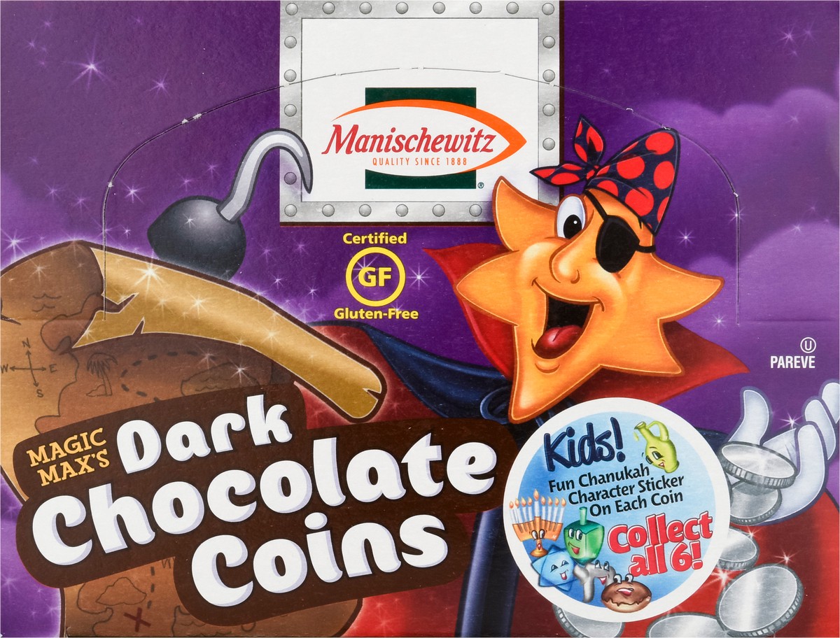 slide 8 of 12, Manischewitz Magic Max's Dark Chocolate Coins 24 - 0.53 oz Bags, 24 ct