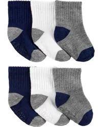 Carter's Baby 6-Pack Crew Socks Navy/Grey 0-3